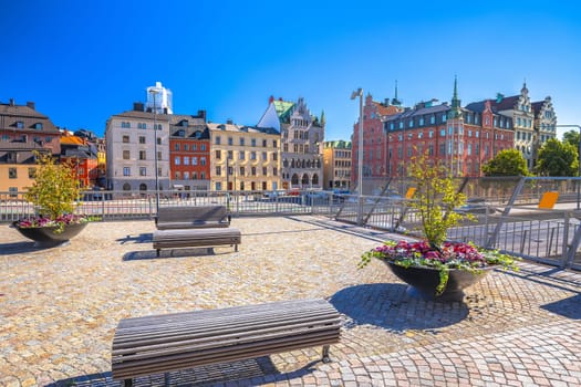 Stockholm city center historic architecture view, Riddarholmen square, capital of Sweden