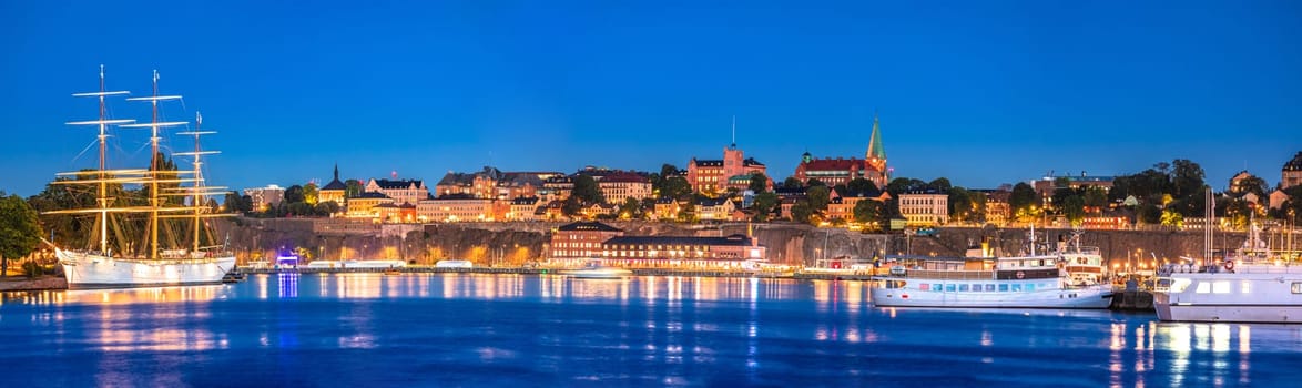Evening panoramic view of Stockholm scenic waterfront,capital of Sweden