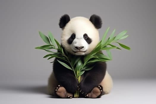 Giant Panda (18 months) - Ailuropoda melanoleuca in front of a white background