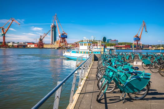 City of Gothenburg waterfront ang city bikes view, Vastra Gotaland County of Sweden