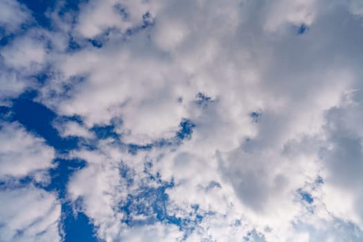 Blue Sky with Lots of White Clouds: Background for Replacement or Inspiring Ideas.