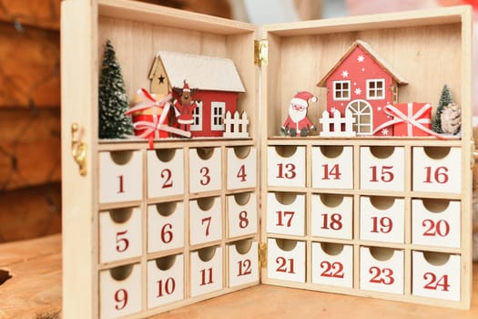 Wooden advent calendar Christmas Santa
