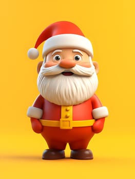 Cartoon Santa Claus standing on a yellow background - Christmas theme - AI generative