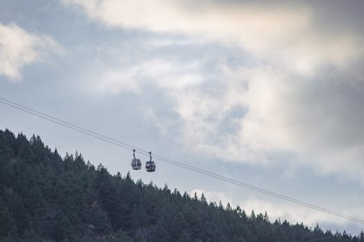Cable Gondola in the mountains of Andorra in the Pyrenees.