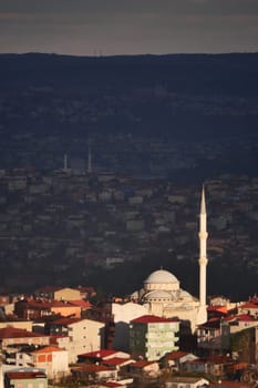 Arial View of Istanbul Asian Side Urban building blocks,