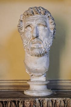 Vatican City, August 29, 2008: Emperor Antoninus Pius head. Chiaramonti Museum