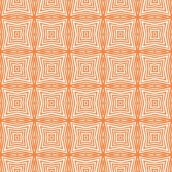 Textured stripes pattern. Orange symmetrical kaleidoscope background. Textile ready extra print, swimwear fabric, wallpaper, wrapping. Trendy textured stripes design.
