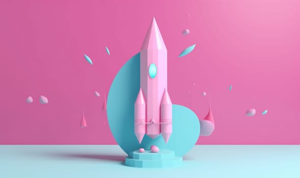 startup investment coin bit technology blue start launch pink business moon rocket bitcoin digital spaceship growth finance idea future space sky. Generative AI.