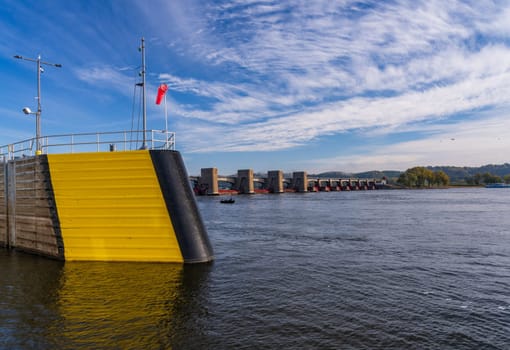 Entrance or exit from the Lock and Dam no. 11 on Upper Mississippi near Dubuque Iowa