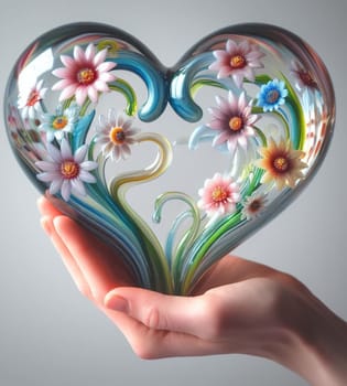 a heart made of blown glass art illustration generative ai art