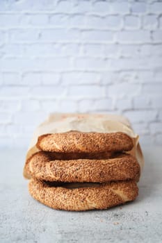 Turkish Bagel Simit on table ,