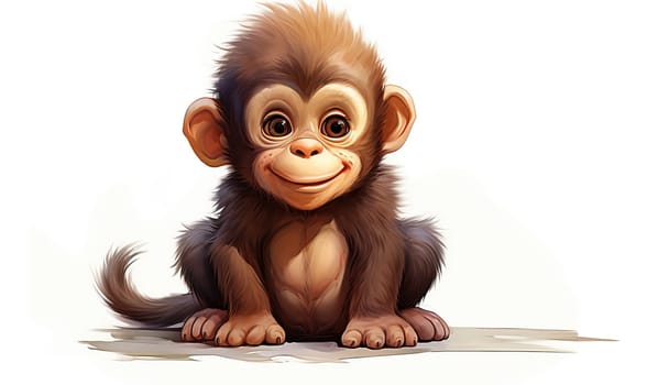 Cartoon animal monkey on a white background. Selective soft focus.