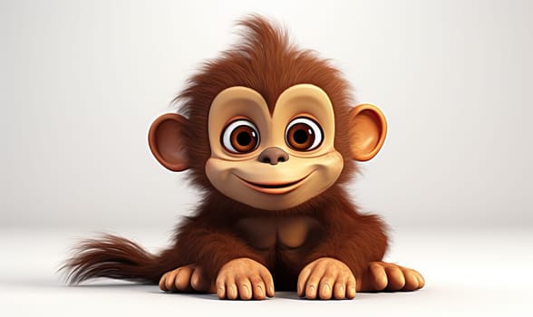 Cartoon animal monkey on a white background. Selective soft focus.