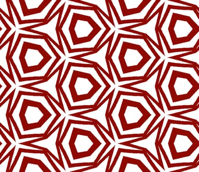 Ethnic hand painted pattern. Maroon symmetrical kaleidoscope background. Textile ready glamorous print, swimwear fabric, wallpaper, wrapping. Summer dress ethnic hand painted tile.