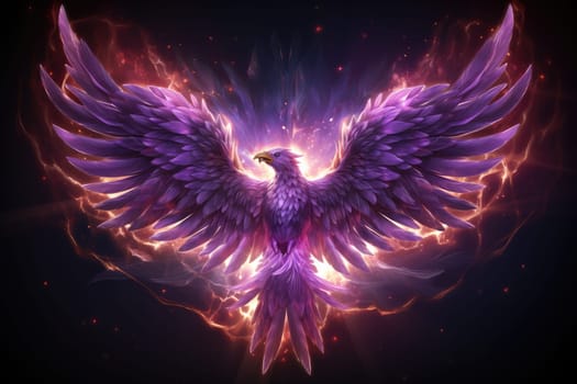 Phoenix is flying burning with fire. Birds. Mythical creatures. Generative AI.