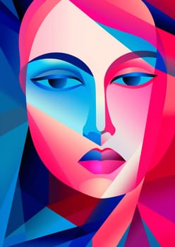 woman health element portrait silhouette illustration human healthy fashion sport competition lifestyle cubism cubist graphic poster sign face symbol abstract modern design. Generative AI.