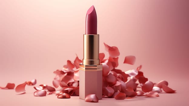 Pink lipstick elegance. Created using AI Generated technology and image editing software.