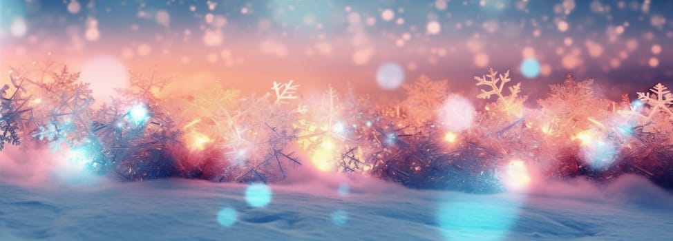 texture colourful shine abstract light decoration wallpaper design soft background snowflakes shiny bokeh christmas rainbow year blue glowing pastel glistering new petal. Generative AI.