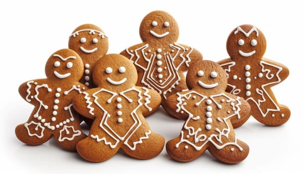 Christmas Gingerbread Cookie. Set of winter sweet homemade biscuits in the form of different characters and holiday items isolated on white background. Cute Cartoon illustration Isolated white background
