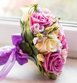 Colorful bridal bouquet. Wedding bouquet of flowers