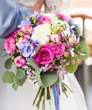 Colorful bridal bouquet. Wedding bouquet of flowers