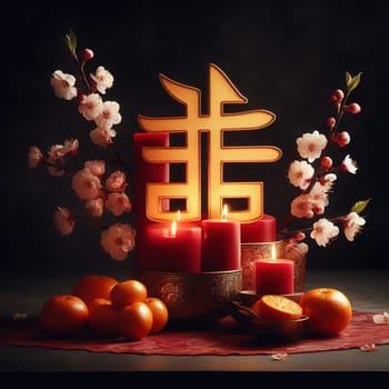 Beautiful illustration for Chinese New Year. Generative AI. High quality illustration