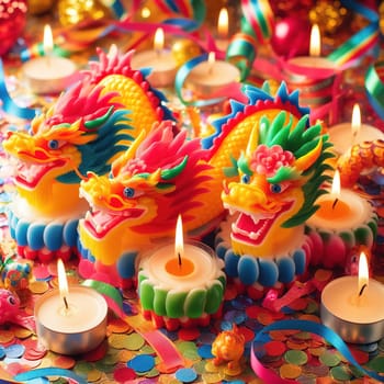 Beautiful illustration for Chinese New Year. Generative AI. High quality illustration
