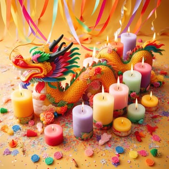 Beautiful illustration for Chinese New Year. Generative AI. High quality illustration