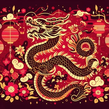 Beautiful illustration for Chinese New Year. Generative AI. High quality illustration