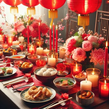 Beautiful illustration for Chinese New Year. Generative AI. High quality illustration