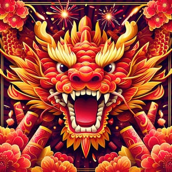 Beautiful illustration for Chinese New Year. Generative AI. High quality illustration