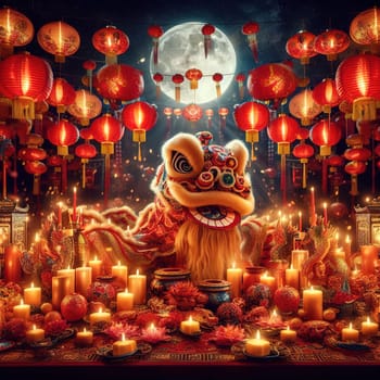 Beautiful illustration for Chinese New Year. Generative AI. High quality illustration