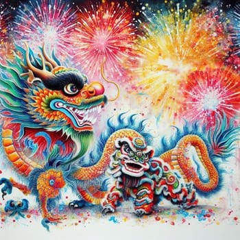 Beautiful illustration for Chinese New Year. Generative AI. High quality illustration
