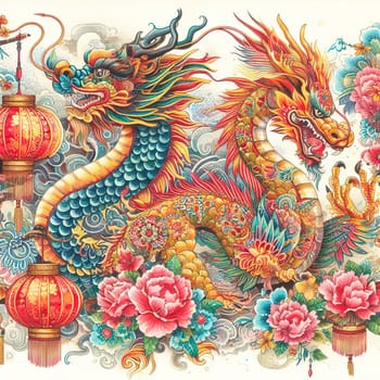 Beautiful illustration for Chinese New Year. Generative AI. High quality illustration