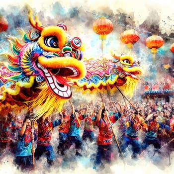 Beautiful illustration for Chinese New Year. Generative AI. High quality illustration