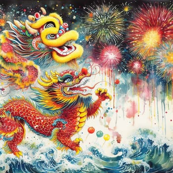Beautiful illustration for Chinese New Year. Generative AI. High quality illustration