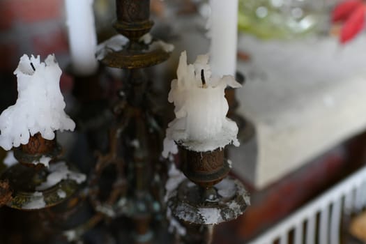 Vintage French candles with dripping paraffin