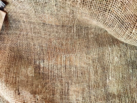 Background and texture of jute fabric. Abstract pattern, frame, space for text and copy space