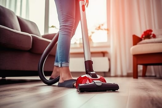 Room cleaning with a vacuum cleaner. Close-up. High quality photo