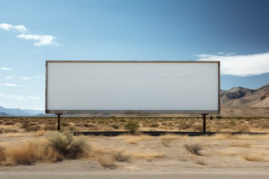 An empty billboard on a vacant lot near the city.