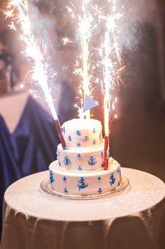White Tasty Wedding Cake at Wedding reception