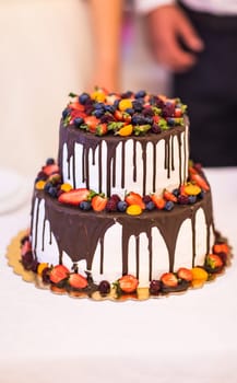 Chocolate Tasty Wedding Cake at Wedding reception