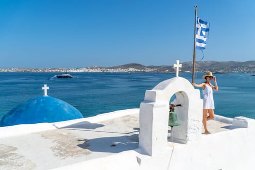 Woman at Monastery of St. John's of Deti in Paros, Greece