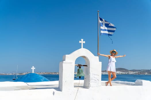 Woman at Monastery of St. John's of Deti in Paros, Greece