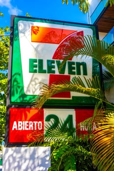 Playa del Carmen Quintana Roo Mexico 05. August 2023 7 Eleven shop store with entrance and logo in Playa del Carmen Quintana Roo Mexico.