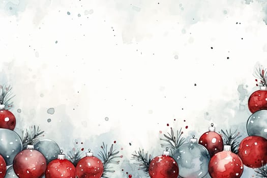 Mock up watercolor Christmas background with empty space for text by Generative AI.