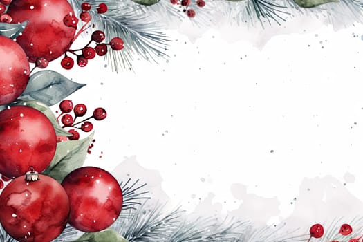 Mock up watercolor Christmas background with empty space for text by Generative AI.