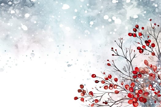 Mock up watercolor Christmas background with empty space for text by Generative AI.