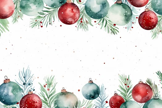 Mock up watercolor Christmas background with empty space for text by Generative AI.