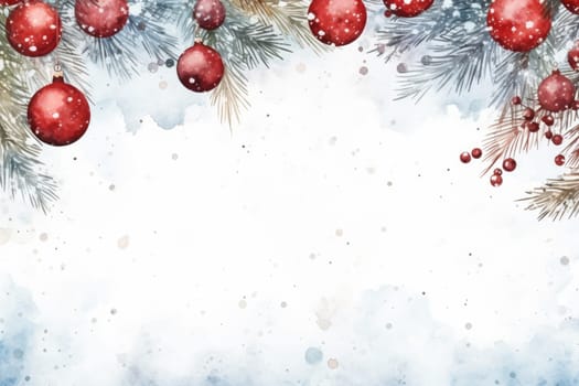 Mock up watercolor Christmas background with empty space for text by Generative AI.